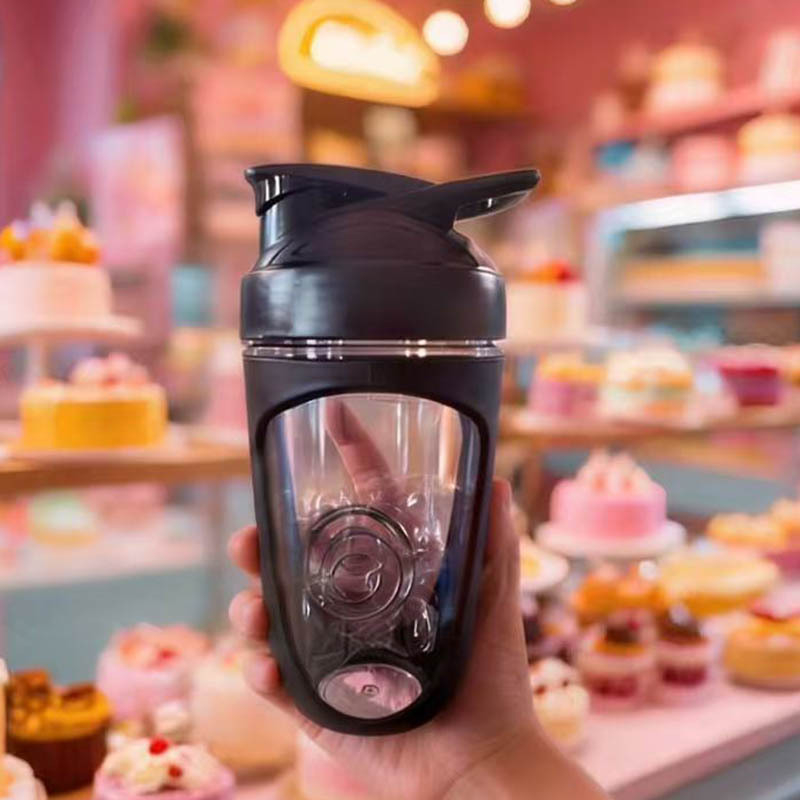 Shaker de fitness cu scară de măsurare, recipient portabil din plastic pentru pulbere proteică și milkshake
