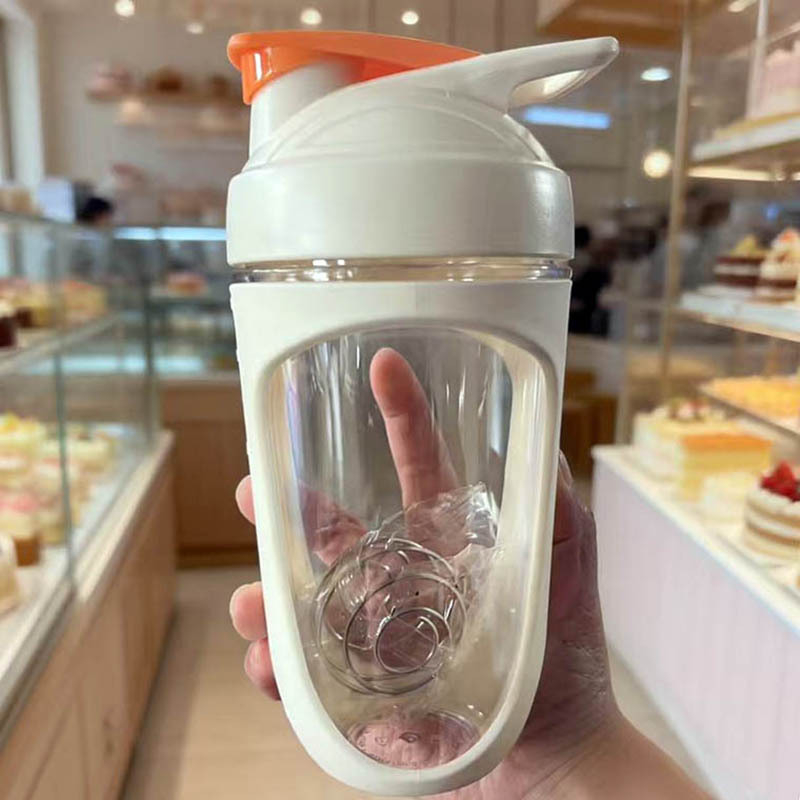 Shaker de fitness cu scară de măsurare, recipient portabil din plastic pentru pulbere proteică și milkshake