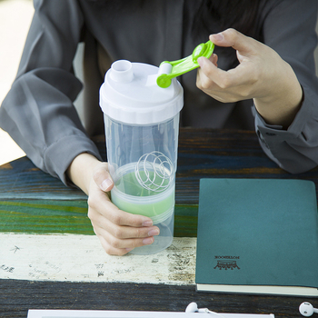 Recipient de shake din plastic, bidon sport cu pereți dubli, etanș, cu logo imprimat
