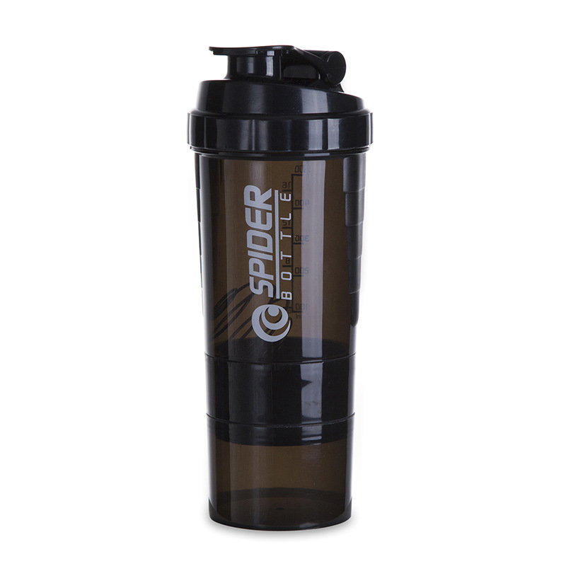 Recipient de shake din plastic, bidon sport cu pereți dubli, etanș, cu logo imprimat