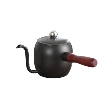 Stil japonez: ceainic pentru turnare cu gură subțire și cioc lung, din oțel inoxidabil 304, mâner din lemn