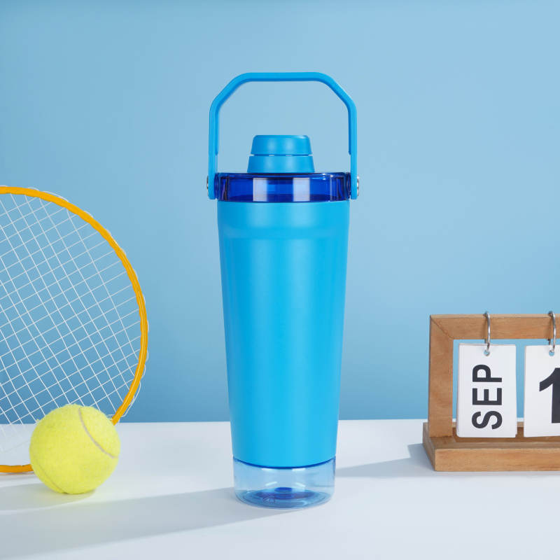 Shaker din oțel inoxidabil 304, pereți dubli cu izolație în vid, capacitate mare, portabil, pentru pudră proteică și shake cu lapte