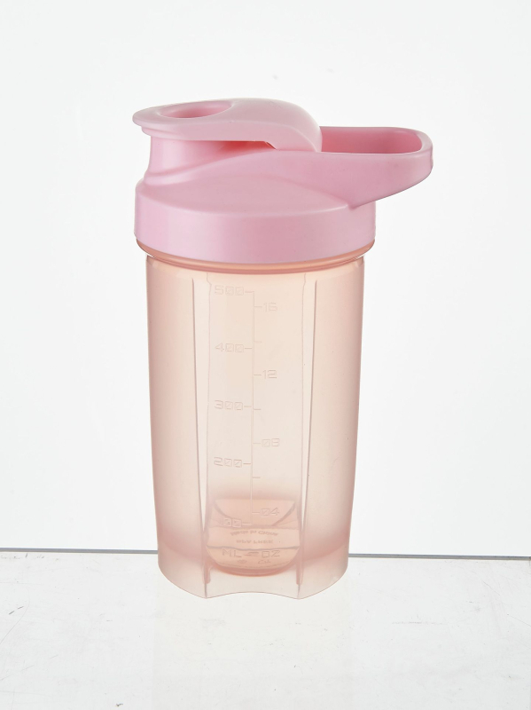 Cană shaker de 500 ml cu scară de măsurare, recipient din plastic pentru pudră de proteine și milkshake, cu mâner