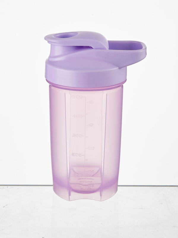 Cană shaker de 500 ml cu scară de măsurare, recipient din plastic pentru pudră de proteine și milkshake, cu mâner