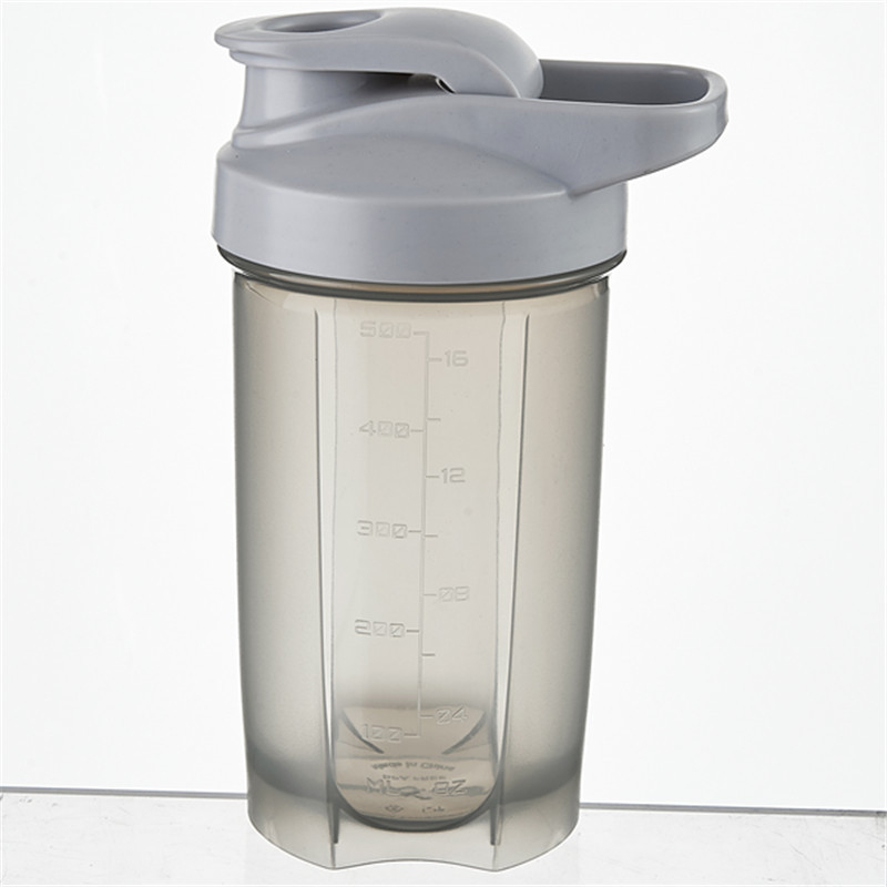 Cană shaker de 500 ml cu scară de măsurare, recipient din plastic pentru pudră de proteine și milkshake, cu mâner
