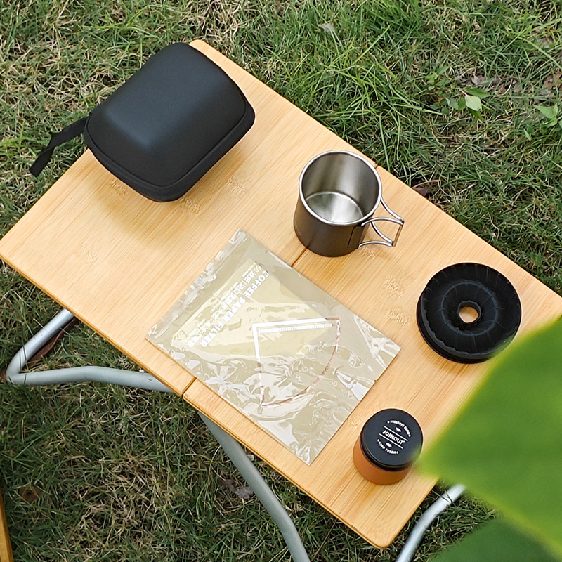 Set portabil de cafea pentru preparare manuală, pentru camping și călătorii, cu ceașcă din silicon și filtru