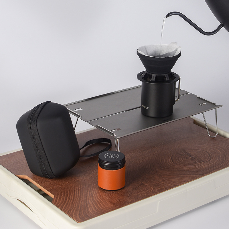 Set portabil de cafea pentru preparare manuală, pentru camping și călătorii, cu ceașcă din silicon și filtru