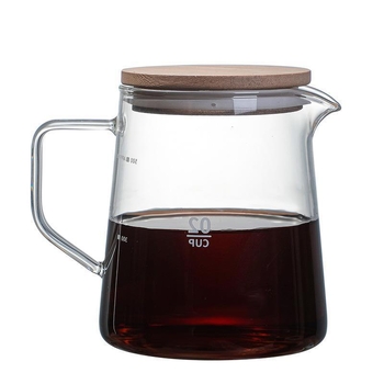 Carafă de cafea din sticlă borosilicată, cu capac din lemn de acacia, pentru uz casnic