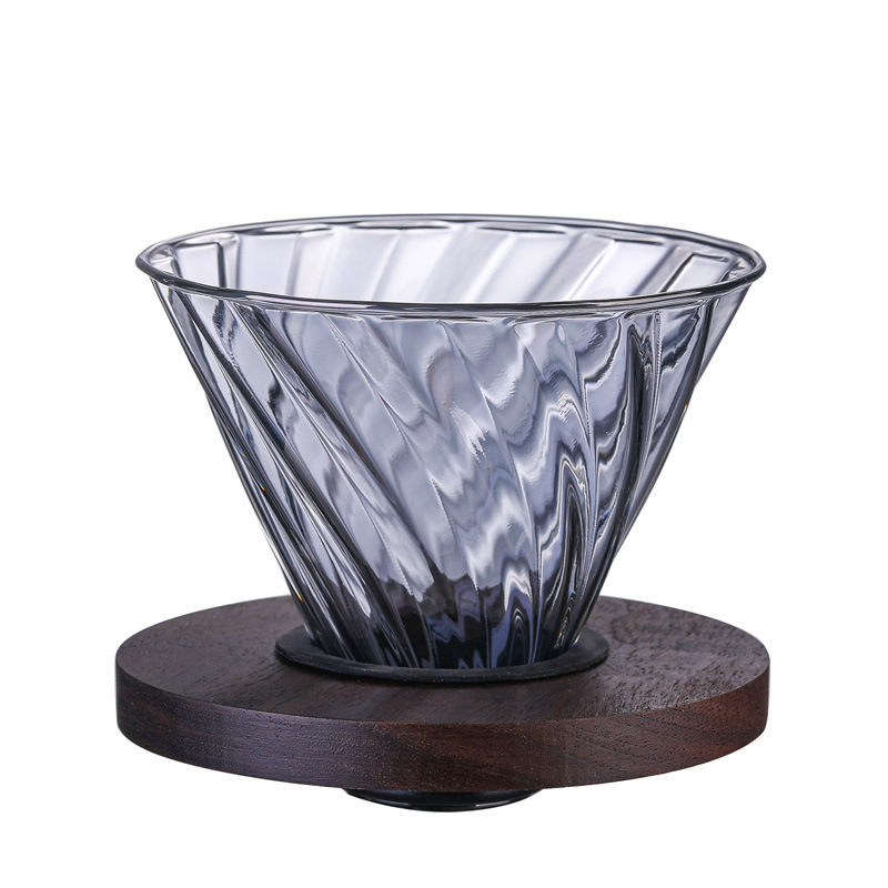 Carafă de cafea din sticlă borosilicată, cu capac din lemn de acacia, pentru uz casnic