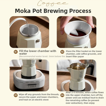 Cafetieră moka cu supapă dublă pentru uz casnic, set mini portabil pentru prepararea cafelei pe plită ceramică electrică