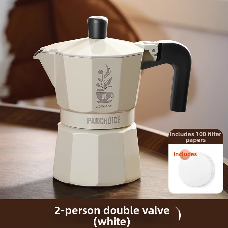 Cafetieră moka cu supapă dublă pentru uz casnic, set mini portabil pentru prepararea cafelei pe plită ceramică electrică