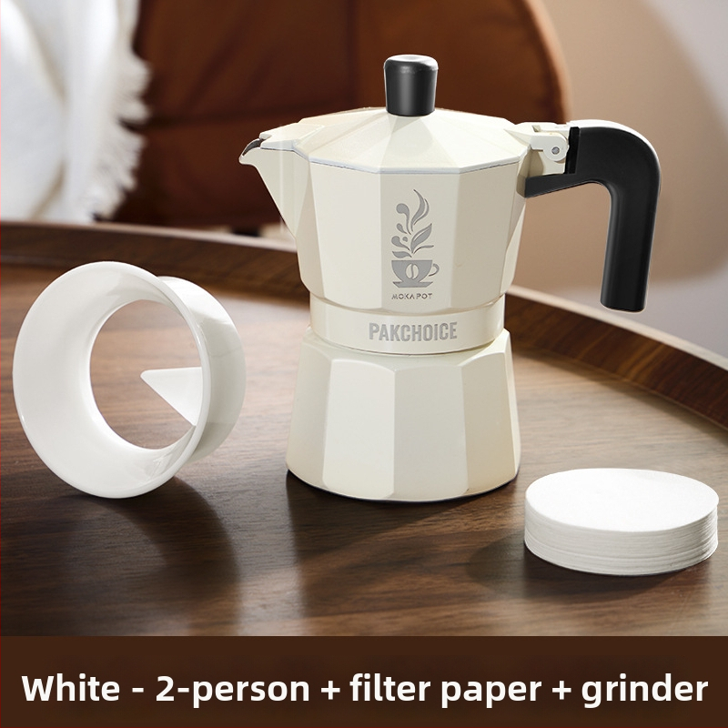 Cafetieră moka cu supapă dublă pentru uz casnic, set mini portabil pentru prepararea cafelei pe plită ceramică electrică