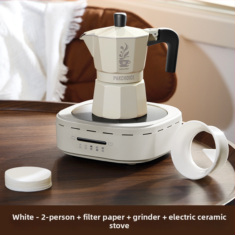 Cafetieră moka cu supapă dublă pentru uz casnic, set mini portabil pentru prepararea cafelei pe plită ceramică electrică