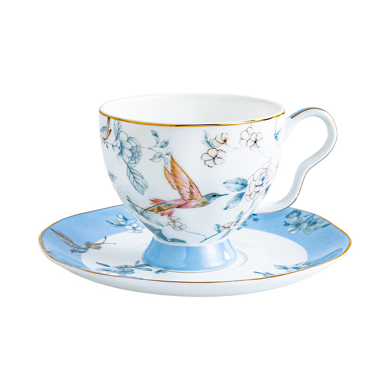 Set britanic pentru ceaiul de după-amiază: ceainic pentru ceaiuri cu fructe, căni Lux cu cafea, ceașcă încălzită cu lumânare, model floral, finisaj glazurat, cutie cadou