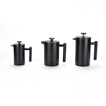 Cafetieră franțuzească din oțel inoxidabil 304, neagră, cu filtru european și infuzor pentru ceai