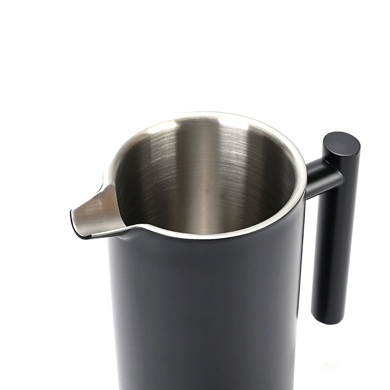 Cafetieră franțuzească din oțel inoxidabil 304, neagră, cu filtru european și infuzor pentru ceai