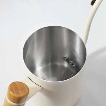Căniță pentru cafea pour-over, utilizare casnică, oțel inoxidabil 304, gură lungă îngustă, capac, negru sau alb