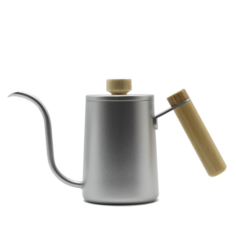 Căniță pentru cafea pour-over, utilizare casnică, oțel inoxidabil 304, gură lungă îngustă, capac, negru sau alb