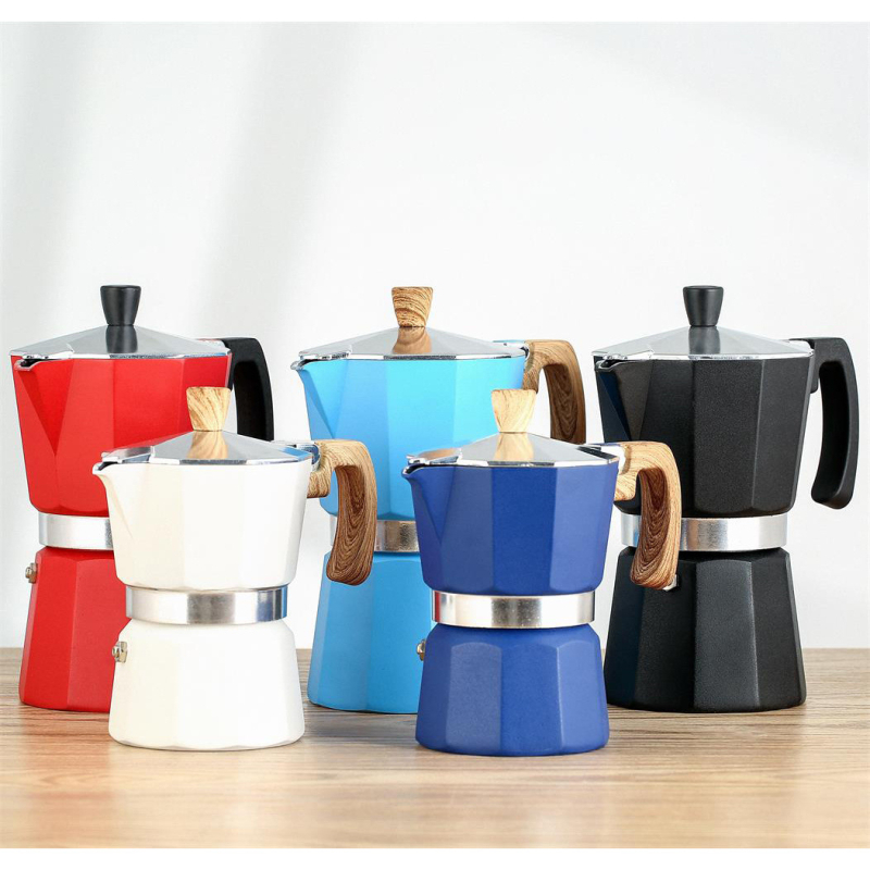 Cafetieră moka din aluminiu, stil italian, design octagonal, pentru prepararea cafelei acasă și camping