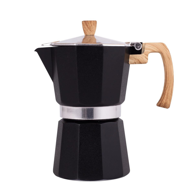 Cafetieră moka din aluminiu, stil italian, design octagonal, pentru prepararea cafelei acasă și camping