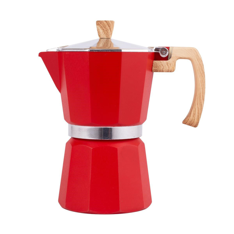 Cafetieră moka din aluminiu, stil italian, design octagonal, pentru prepararea cafelei acasă și camping