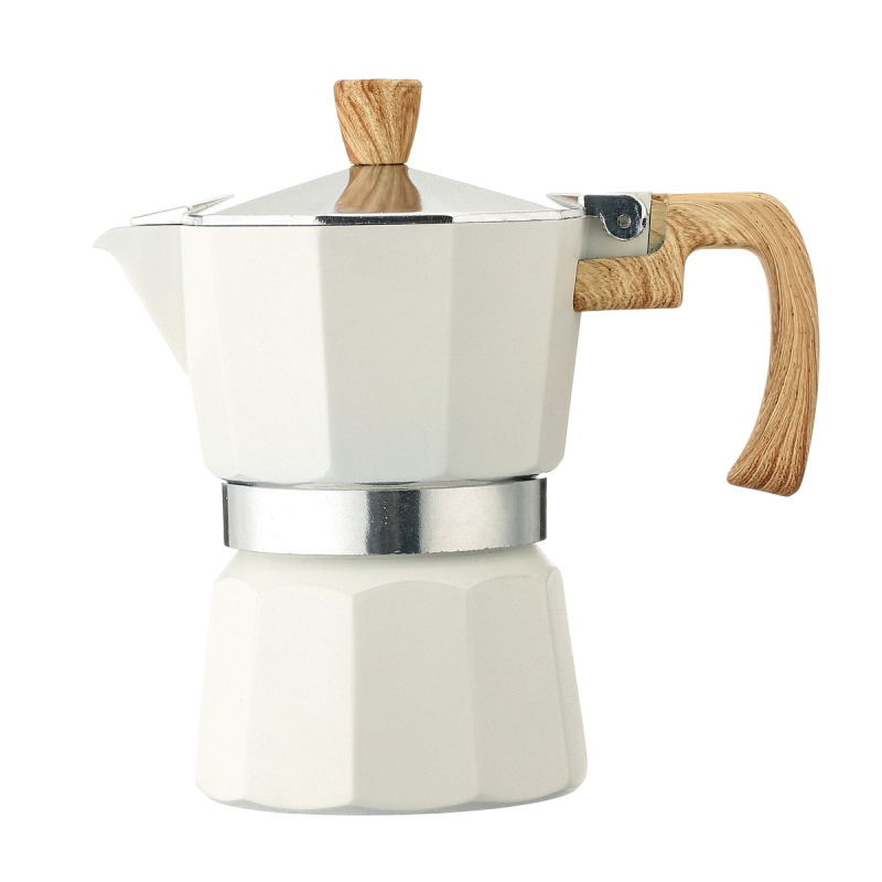 Cafetieră moka din aluminiu, stil italian, design octagonal, pentru prepararea cafelei acasă și camping