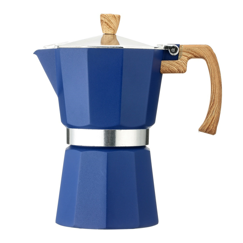Cafetieră moka din aluminiu, stil italian, design octagonal, pentru prepararea cafelei acasă și camping