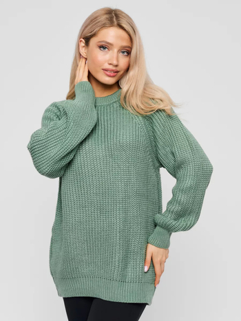 Női oversized kapucnis kötött pulóver, laza szabású felső