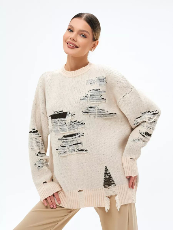 Oversize kötött pulóver lyukakkal