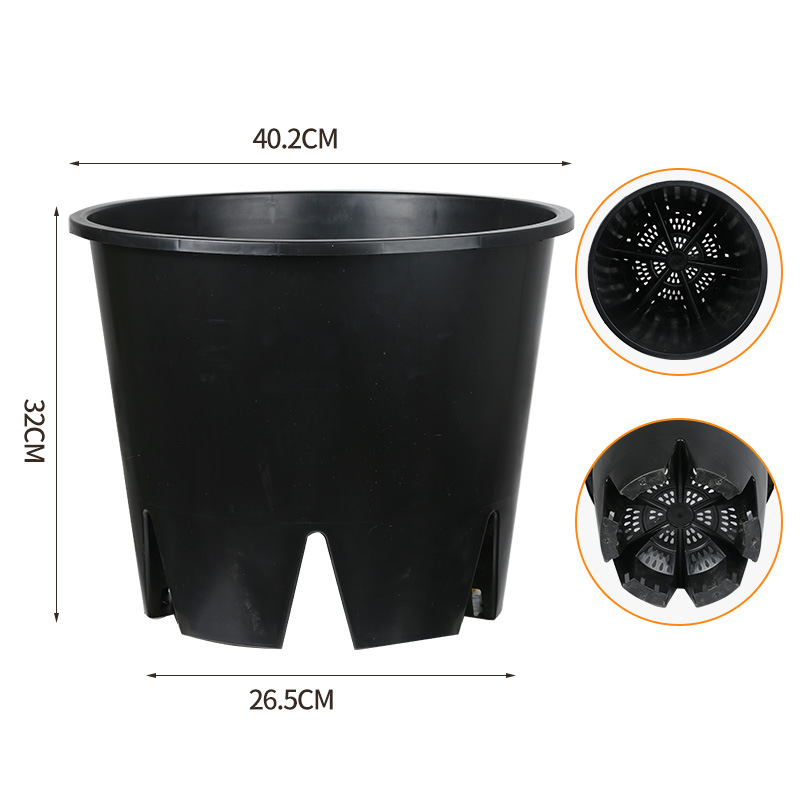 Ghiveci din rășină plastică, 25 L, cu orificii de drenaj pe lateral, controlul rădăcinilor, rotund, respirabil, mare pentru plante verzi și flori