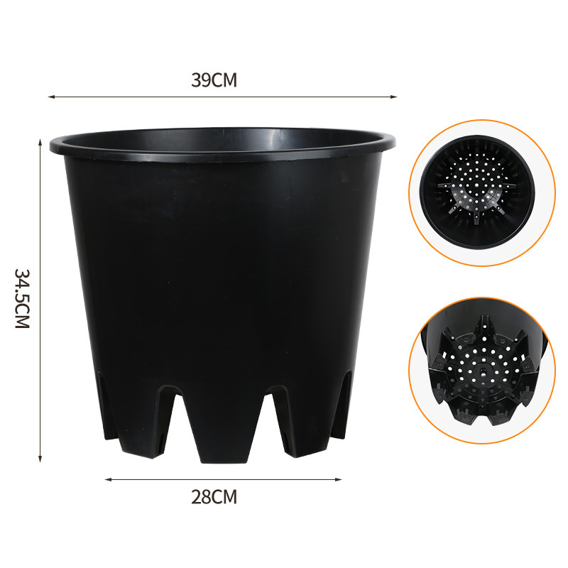 Ghiveci din rășină plastică, 25 L, cu orificii de drenaj pe lateral, controlul rădăcinilor, rotund, respirabil, mare pentru plante verzi și flori