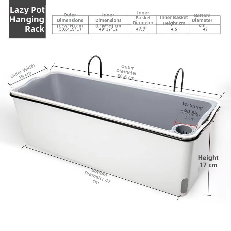 Ghiveci suspendat dreptunghiular pentru legume, pentru balcon, design lung pentru cultivarea legumelor