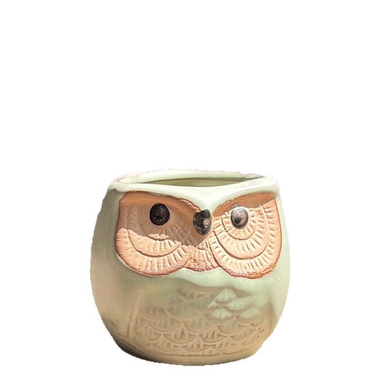 Ghiveci ceramic în formă de bufniță pentru suculente, respirabil, design minimalist pentru decorul casei