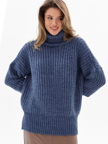Női oversized pulóver magas nyakkal, ősz-téli szezonra, laza fazon
