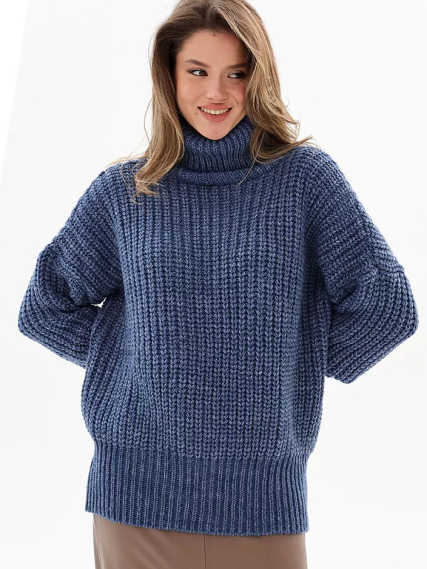 Női oversized pulóver magas nyakkal, ősz-téli szezonra, laza fazon