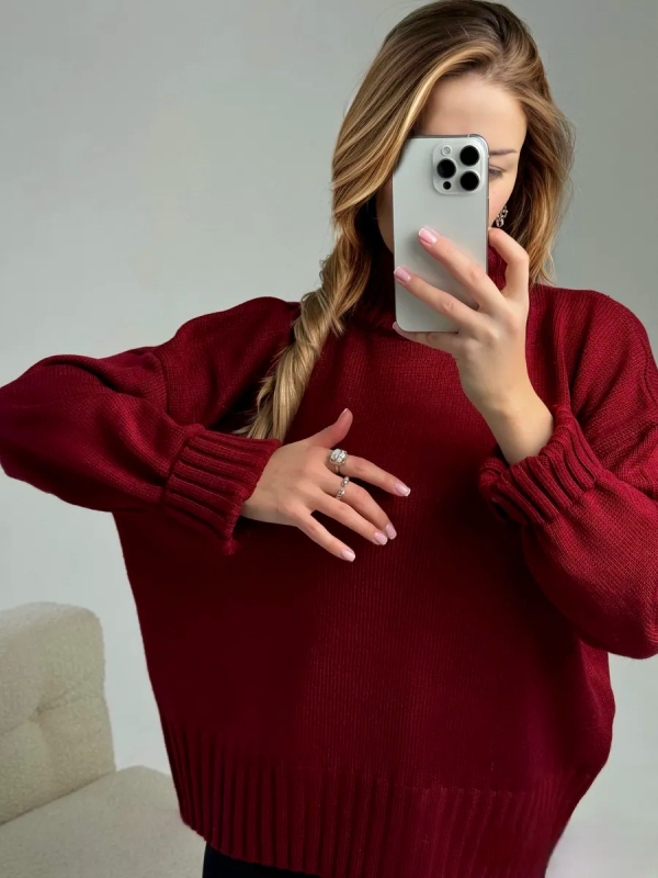 Női oversized kapucnis kötött pulóver, lazán szabott