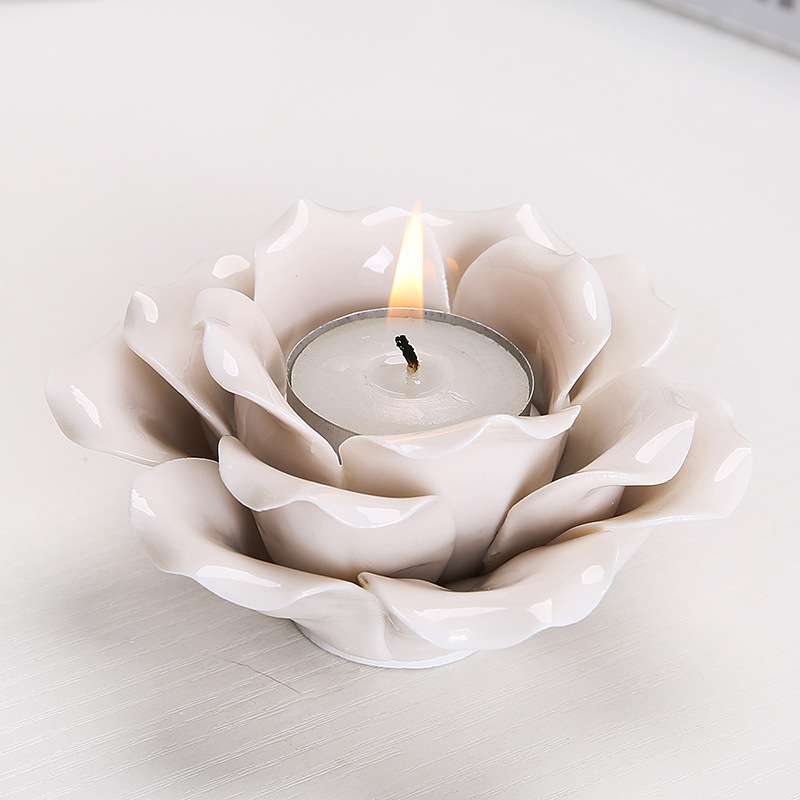 Suport de lumânare din ceramică Nordic cu floare electroplatată, decor interior creativ, lucrat manual, însoțit de cupe pentru lumânare și aromă