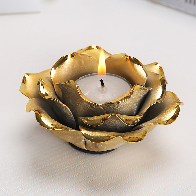Suport de lumânare din ceramică Nordic cu floare electroplatată, decor interior creativ, lucrat manual, însoțit de cupe pentru lumânare și aromă