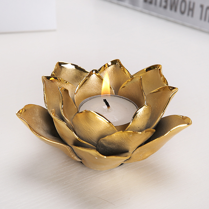 Suport de lumânare din ceramică Nordic cu floare electroplatată, decor interior creativ, lucrat manual, însoțit de cupe pentru lumânare și aromă