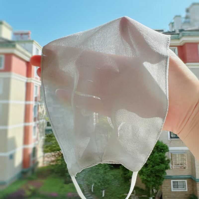 Maska za sunčevu zaštitu od svile mulberry – ultra-tanka, prozračna, za cijelo lice, dvostruki sloj svile, ekstra velika, crna