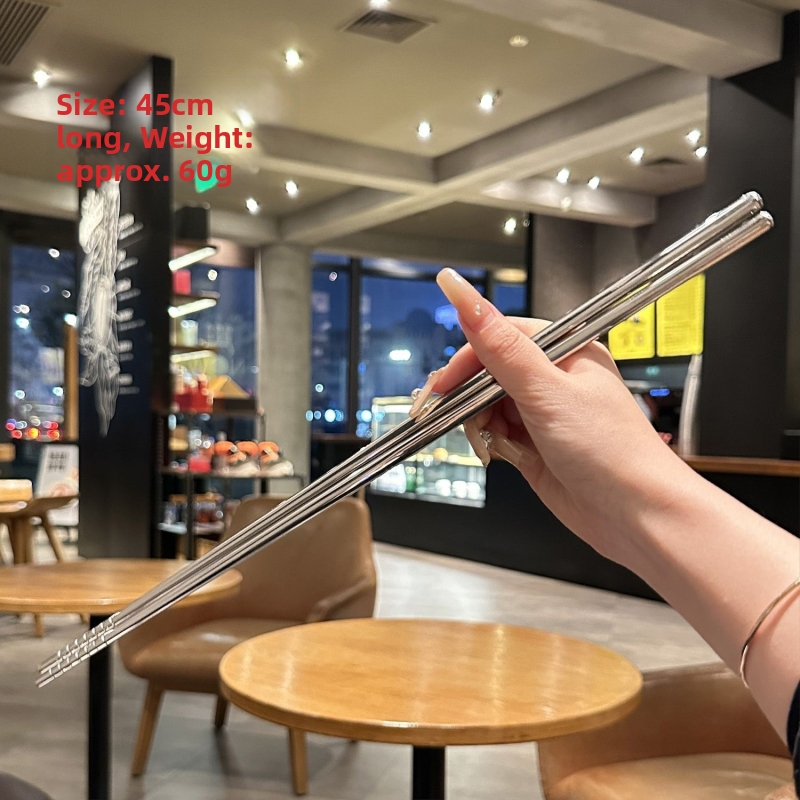 316 rozsdamentes acél sültpálcikák hosszú üreges markolattal, hőálló, 45 cm, otthoni használatra, megosztott evőpálcikák