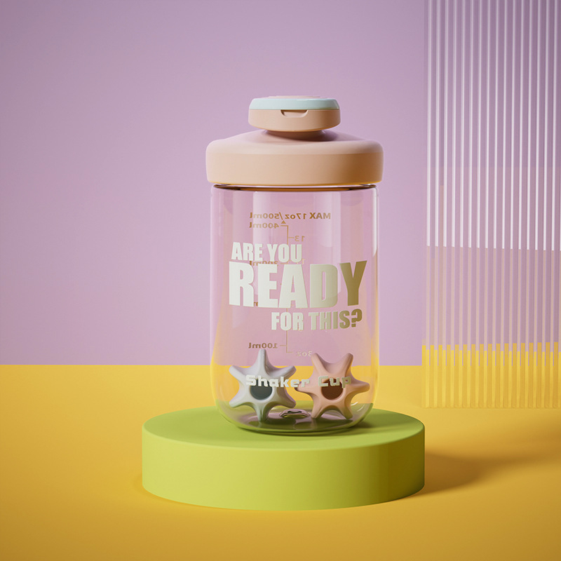 Sticlă din plastic pentru sport, shaker cu capacitate mare, model nou 2025, pentru shake-uri proteice, cu scară de măsurare