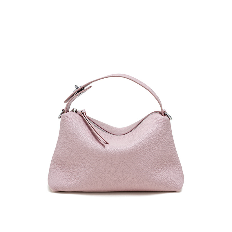 Ženska torbica od prave kože, mala crossbody torba za rame sa zipsom, oblika dumpling, pamučná podstava, unutarnji džepovi za telefon i ID, svestran stil