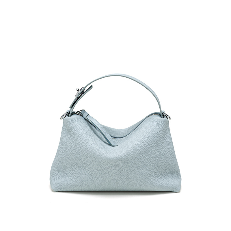 Ženska torbica od prave kože, mala crossbody torba za rame sa zipsom, oblika dumpling, pamučná podstava, unutarnji džepovi za telefon i ID, svestran stil