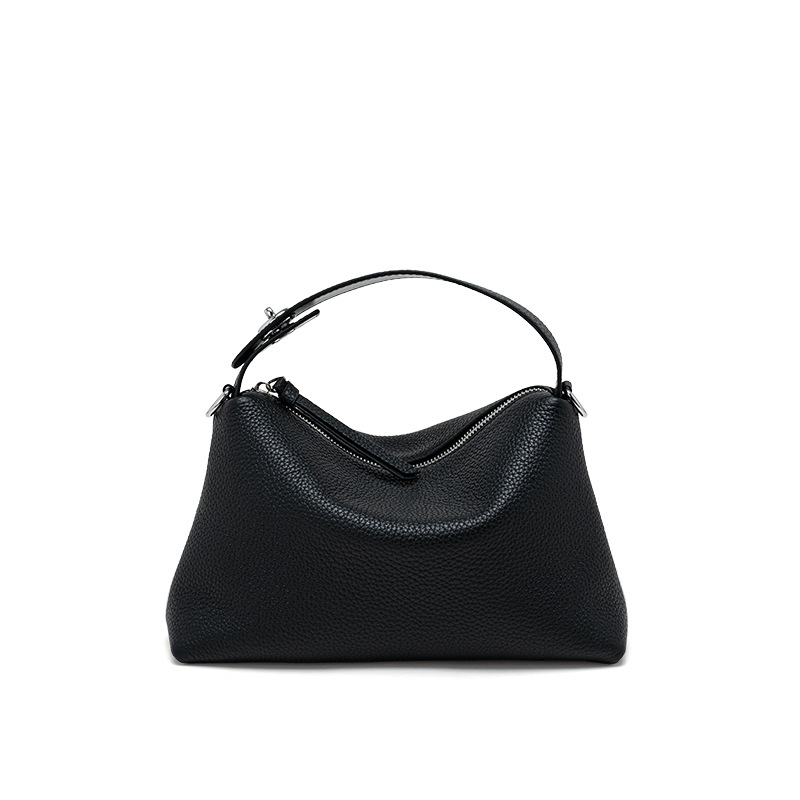 Ženska torbica od prave kože, mala crossbody torba za rame sa zipsom, oblika dumpling, pamučná podstava, unutarnji džepovi za telefon i ID, svestran stil