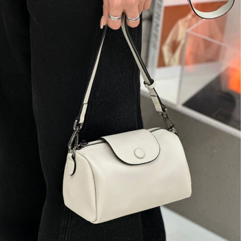 Ženska torba od prave kože u Boston stilu, crossbody, mala kvadratna forma, uključena kozmetička torbica