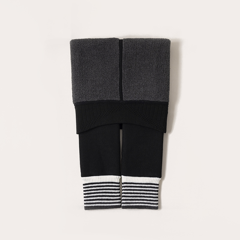 Gyerekek téli fleecével bélelt vastag leggings, függőleges csíkokkal, melegek