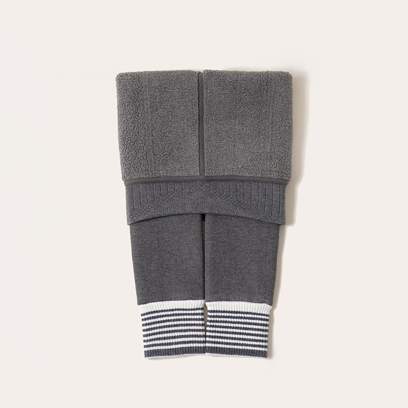 Gyerekek téli fleecével bélelt vastag leggings, függőleges csíkokkal, melegek