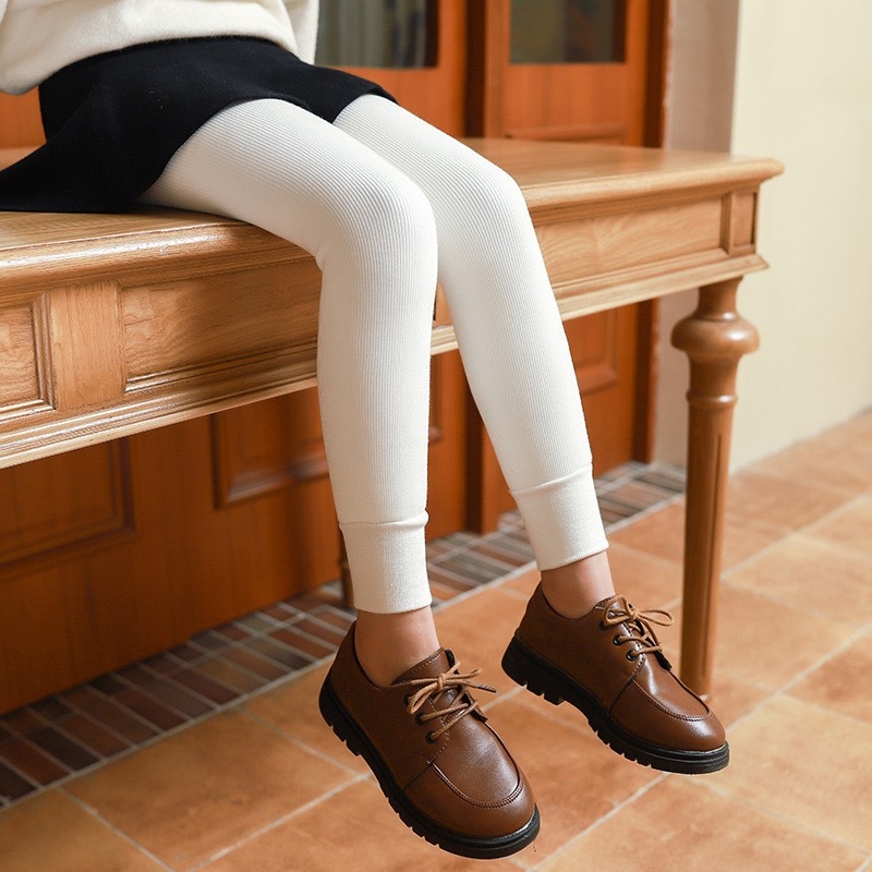 Gyerekek téli fleecével bélelt vastag leggings, függőleges csíkokkal, melegek