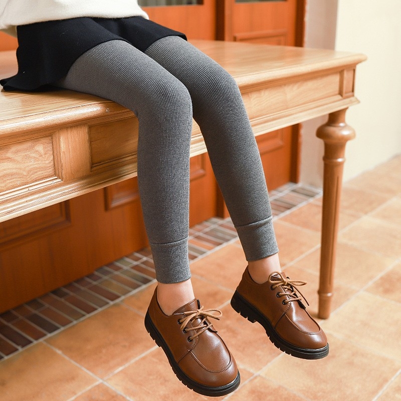 Gyerekek téli fleecével bélelt vastag leggings, függőleges csíkokkal, melegek